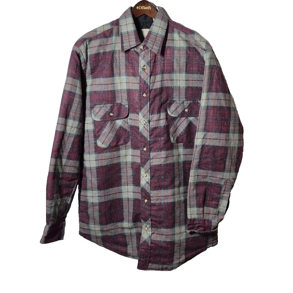 Outdoor Exchange Shirt Mens Tall Medium Plaid Flannel Quilted Lined‎ Shackett